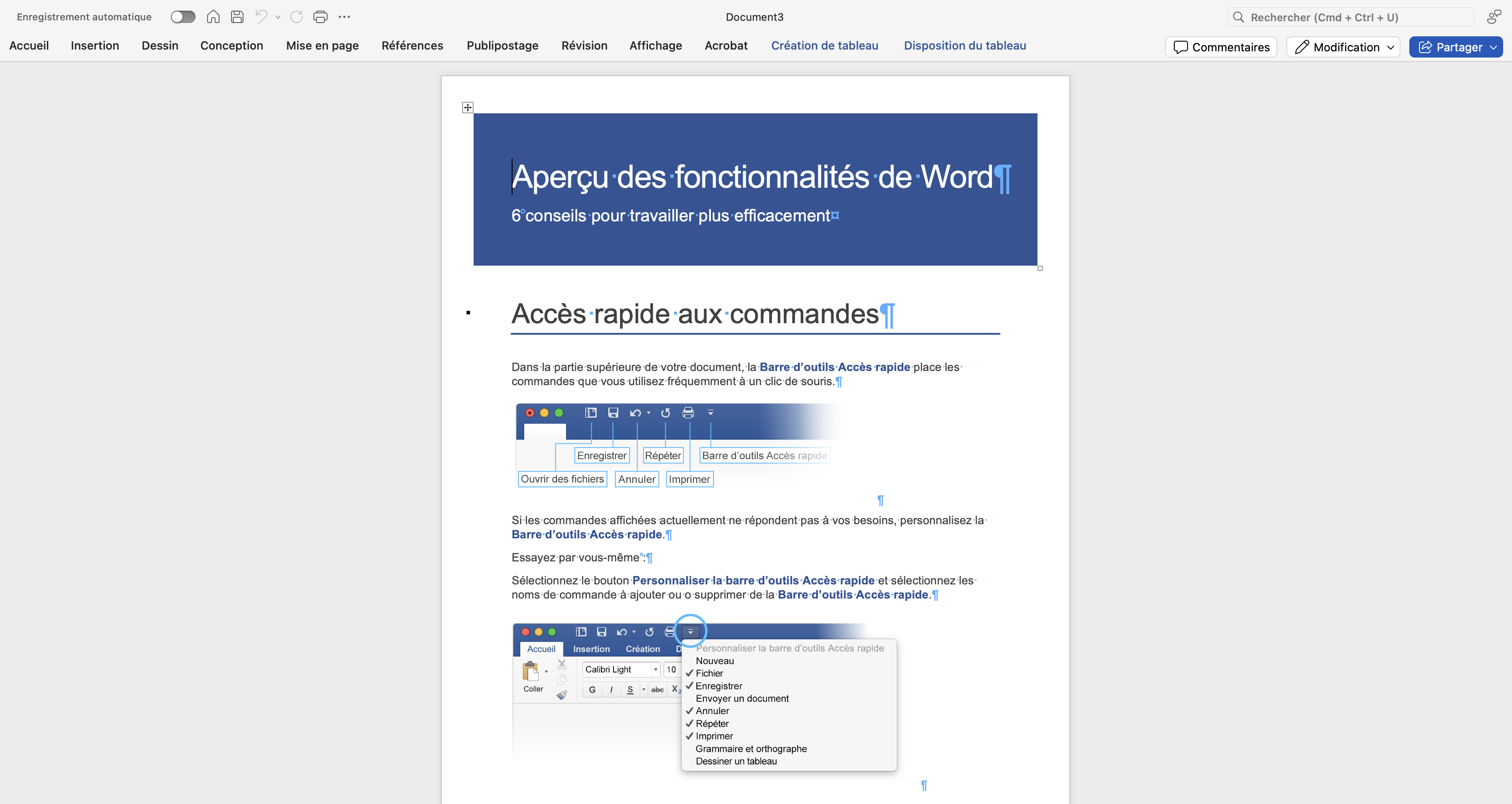 Formation word pour débutant